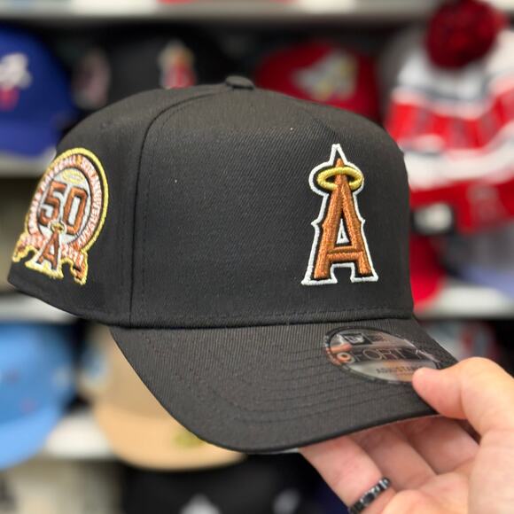 New Era Los Angeles Angels '50th Anniversary' A-Frame 9FORTY Snapback Black/Gold - Picture 1 of 4